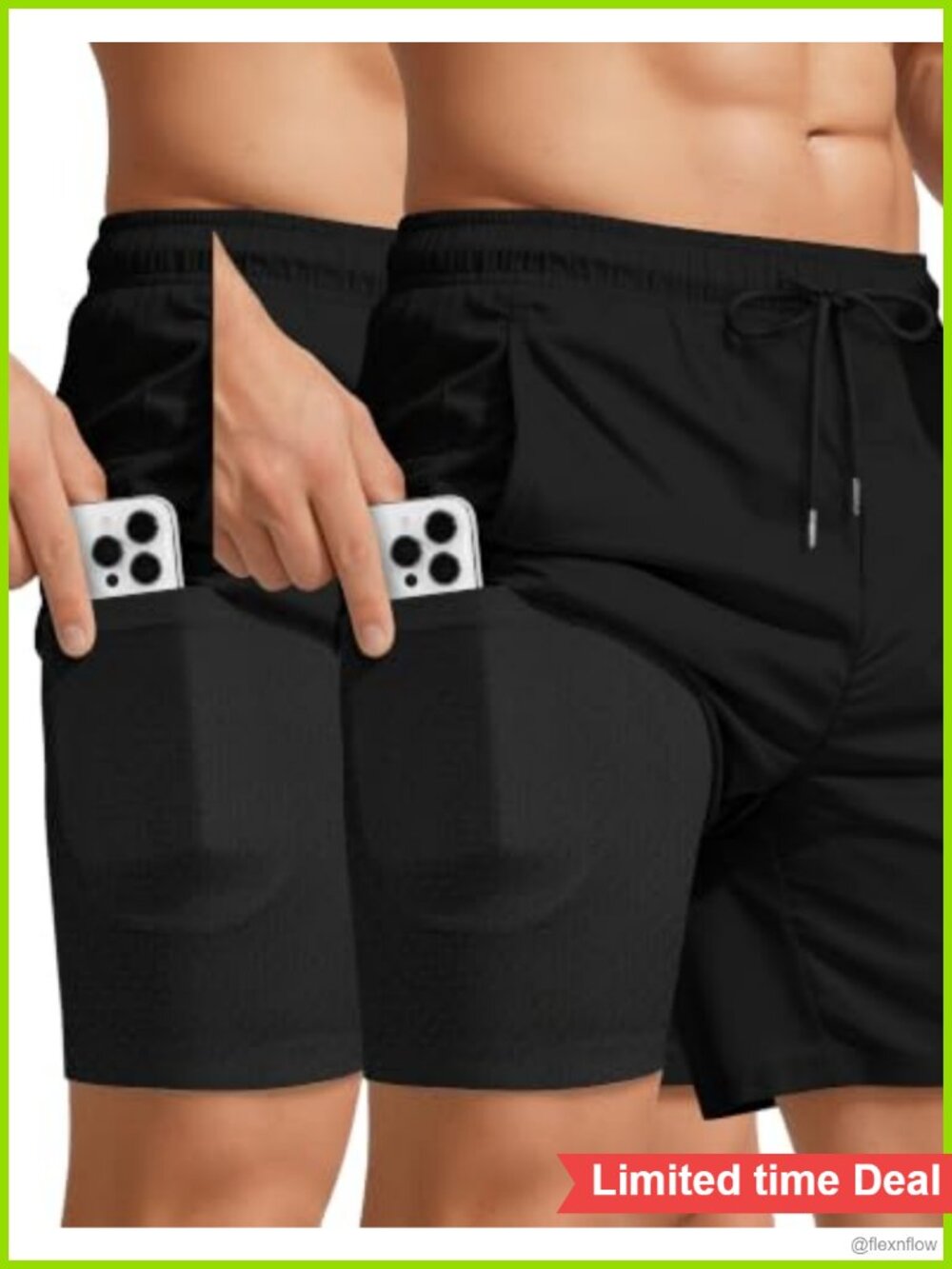 Yufawow Men's 7-inch Swim Trunks Quick Dry Compression Liner Zipper Pockets